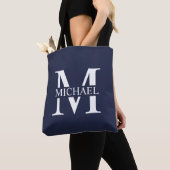Navy Blue Personalisiert Monogram und Name Tasche (Von Nahem)