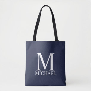Navy Blue Personalisiert Monogram und Name Tasche