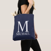 Navy Blue Personalisiert Monogram und Name Tasche (Von Nahem)