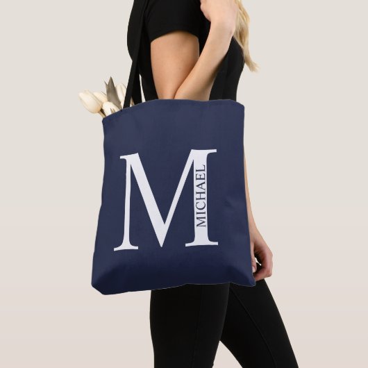 Navy Blue Personalisiert Monogram und Name Tasche (Von Nahem)