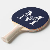 Navy Blue Personalisiert Monogram und Name Tischtennis Schläger (Vorderseite)
