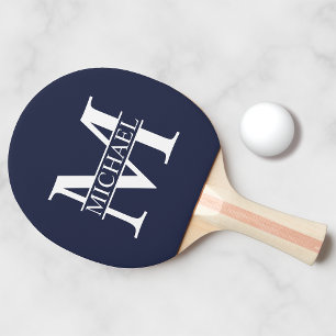 Navy Blue Personalisiert Monogram und Name Tischtennis Schläger