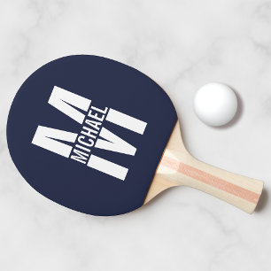 Navy Blue Personalisiert Monogram und Name Tischtennis Schläger