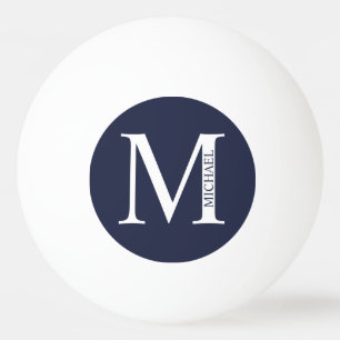 Navy Blue Personalisiert Monogram und Name Tischtennisball