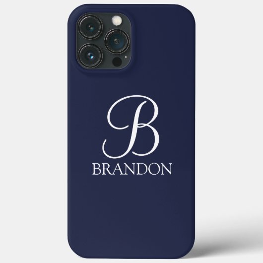 Navy Blue Personalisiert Script Monogram und Name Case-Mate iPhone Hülle (Rückseite)