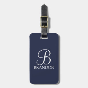 Navy Blue Personalisiert Script Monogram und Name Gepäckanhänger
