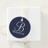 Navy Blue Personalisiert Script Monogram und Name Geschenkanhänger (Beispiel)