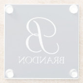 Navy Blue Personalisiert Script Monogram und Name Glasuntersetzer (Rückseite)