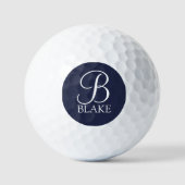 Navy Blue Personalisiert Script Monogram und Name Golfball (Vorderseite)