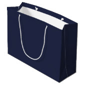 Navy Blue Personalisiert Script Monogram und Name Große Geschenktüte (Rückseite Schrägansicht)