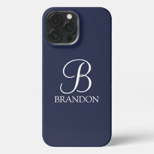 Navy Blue Personalisiert Script Monogram und Name iPhone 13 Pro Max Hülle