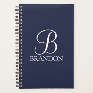 Navy Blue Personalisiert Script Monogram und Name Planer