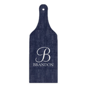 Navy Blue Personalisiert Script Monogram und Name Schneidebrett