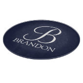 Navy Blue Personalisiert Script Monogram und Name Schneidebrett (Ecke)