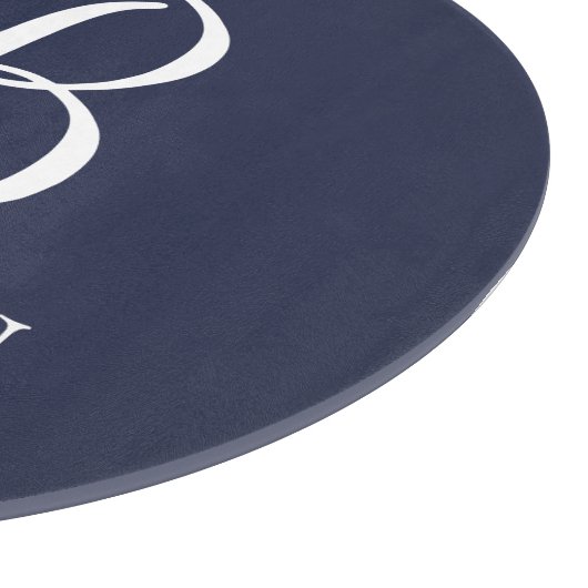 Navy Blue Personalisiert Script Monogram und Name Schneidebrett (Ecke)
