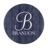 Navy Blue Personalisiert Script Monogram und Name Schneidebrett (Vorderseite)