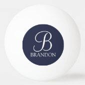 Navy Blue Personalisiert Script Monogram und Name Tischtennisball (Vorderseite)