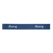 Navy Blue Personalisiert Script Name School Satinband (Vorderseite)