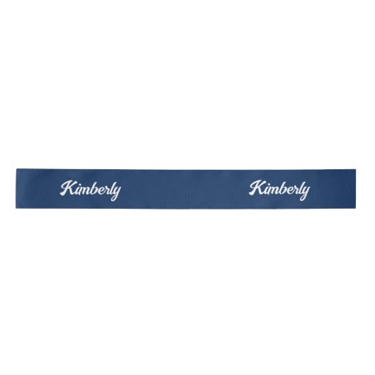 Navy Blue Personalisiert Script Name School Satinband (Vorderseite)