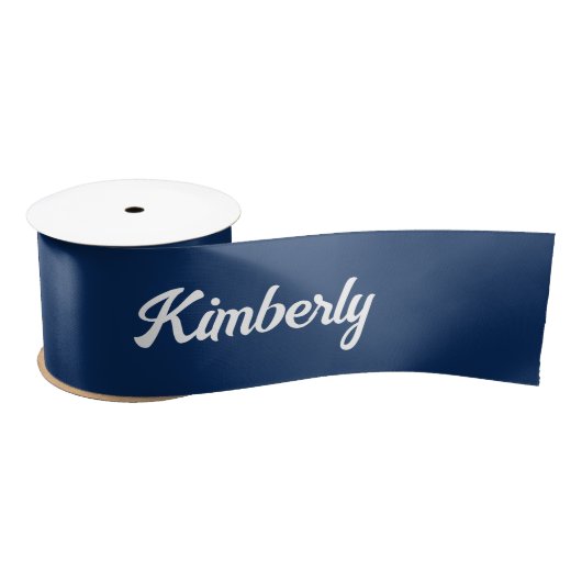 Navy Blue Personalisiert Script Name School Satinband (Spule)