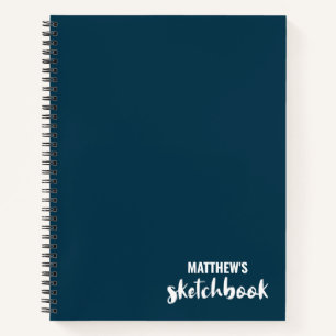 Navy Blue Personalisiert Sketchbook Ihr Name Notizblock