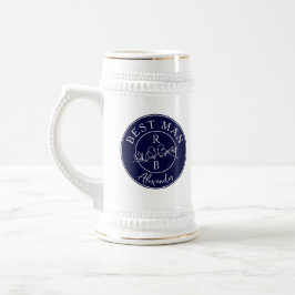 Navy Blue Personalisiert Trauzeuge Bierglas