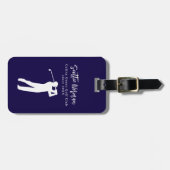 Navy-Blue personalisierter Golfer-Name Gepäckanhänger (Vorderseite horizontal)