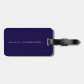 Navy-Blue personalisierter Golfer-Name Gepäckanhänger (Rückseite horizontal)