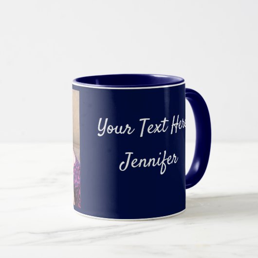 Navy Blue Personalize FOTO TEMPLATE Geschenk Kaffe Tasse (VorderseiteRechts)