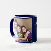Navy Blue Personalize FOTO TEMPLATE Geschenk Kaffe Tasse (Vorderseite Links)