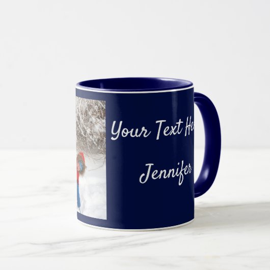 Navy Blue Personalize Foto Template Geschenk Kaffe Tasse (VorderseiteRechts)