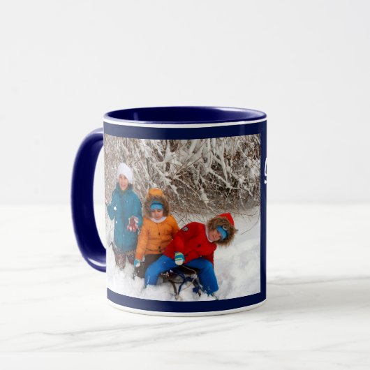 Navy Blue Personalize Foto Template Geschenk Kaffe Tasse (Vorderseite Links)