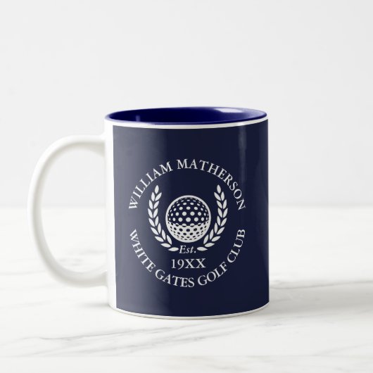 Navy Blue Personalized Golf Club Name Zweifarbige Tasse (Links)