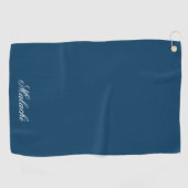 Navy Blue Personalized Golf Towel with Custom Name Golfhandtuch (Horizontal)