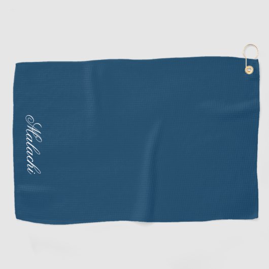 Navy Blue Personalized Golf Towel with Custom Name Golfhandtuch (Horizontal)