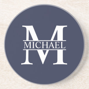 Navy Blue Personalized Monogram and Name Getränkeuntersetzer