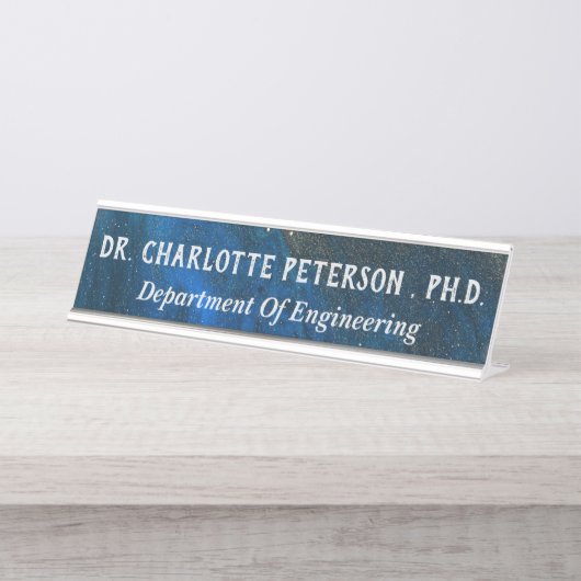 Navy Blue Phd oder Doktorat Schreibtischnamensplakette (Vorderseite )