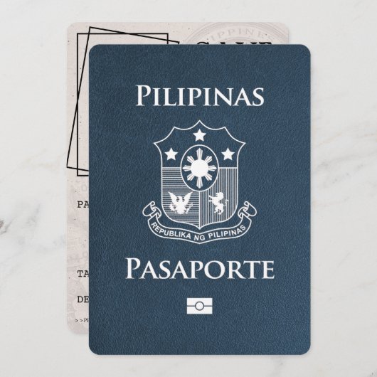 Navy Blue Philippines Pass Save the Date (Vorne/Hinten)