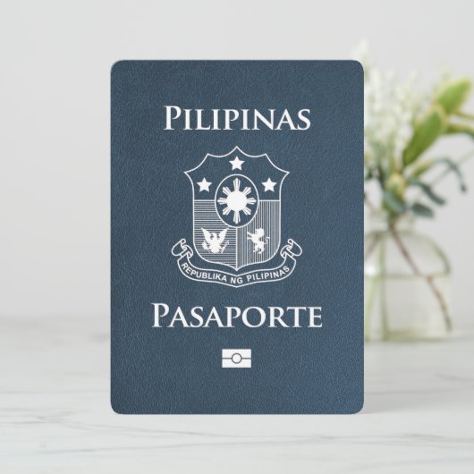 Navy Blue Philippines Pass Save the Date (Stehend Vorderseite)