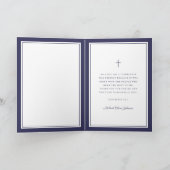 Navy Blue Photo Boy First Communion Dankeskarte (Innenseite)