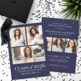 Navy Blue Photo Graduation Party Invitation Einladung