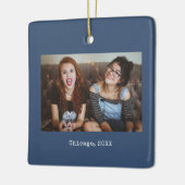 Navy Blue Photo Keepsake Christmas Keramikornament (Links)