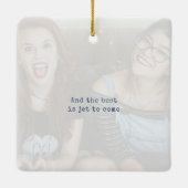 Navy Blue Photo Keepsake Christmas Keramikornament (Rückseite)