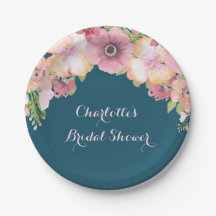 Navy Blue Pink Brautparty Plate