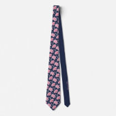 Navy Blue Pink Carnation Wedding Neck Tie Krawatte (Vorderseite)