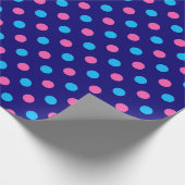 Navy Blue Pink Cyan Polka Dot Pattern Geschenkpapier (Ecke)