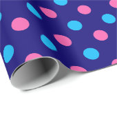 Navy Blue Pink Cyan Polka Dot Pattern Geschenkpapier (Rolleneckpunkt)