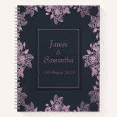 Navy Blue & Pink Delicate Rose Border | Hochzeit Notizblock (Vorderseite)