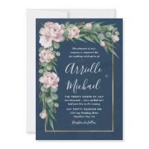 Navy Blue & Pink Dusty Rose Greenerity Gold Weddin