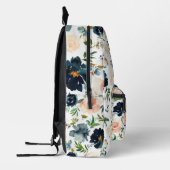 Navy Blue Pink Floral Girly Child's Name Backpack Bedruckter Rucksack (Links)